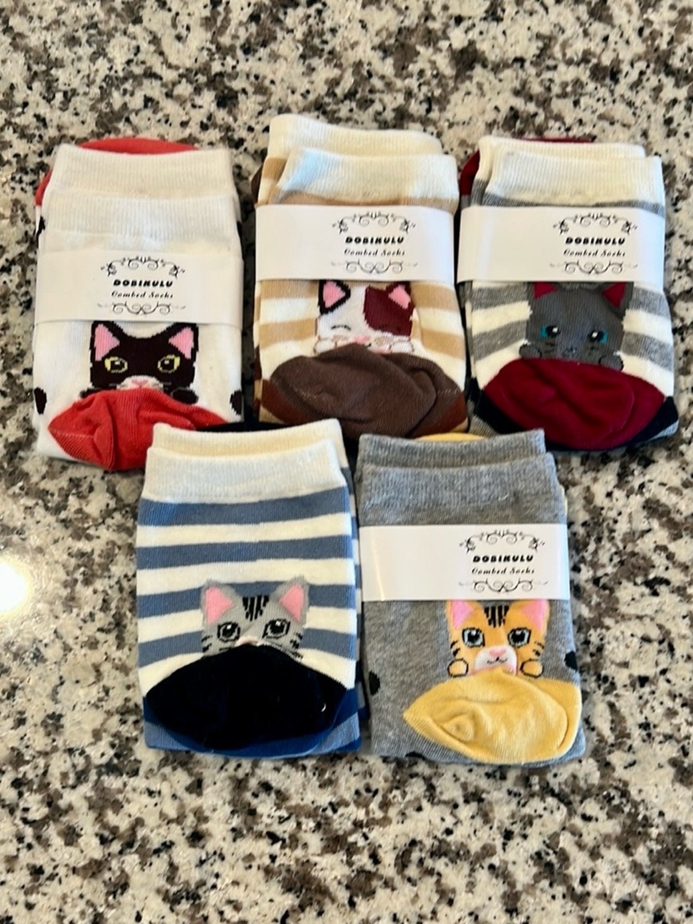 NWT Cute Cat Pattern Crew Socks - Multi Color